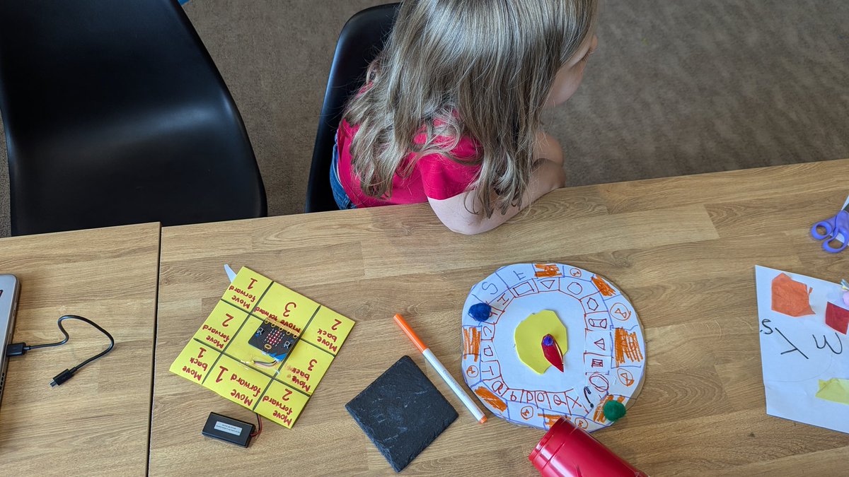 megdoesscience's tweet image. We made a board game today! 

Game board compliments of our resident #firstgrader and randomized ↖️↗️↘️↙️ spinner compliments of #microbit 😉

#stemeducation
#girlswhocode