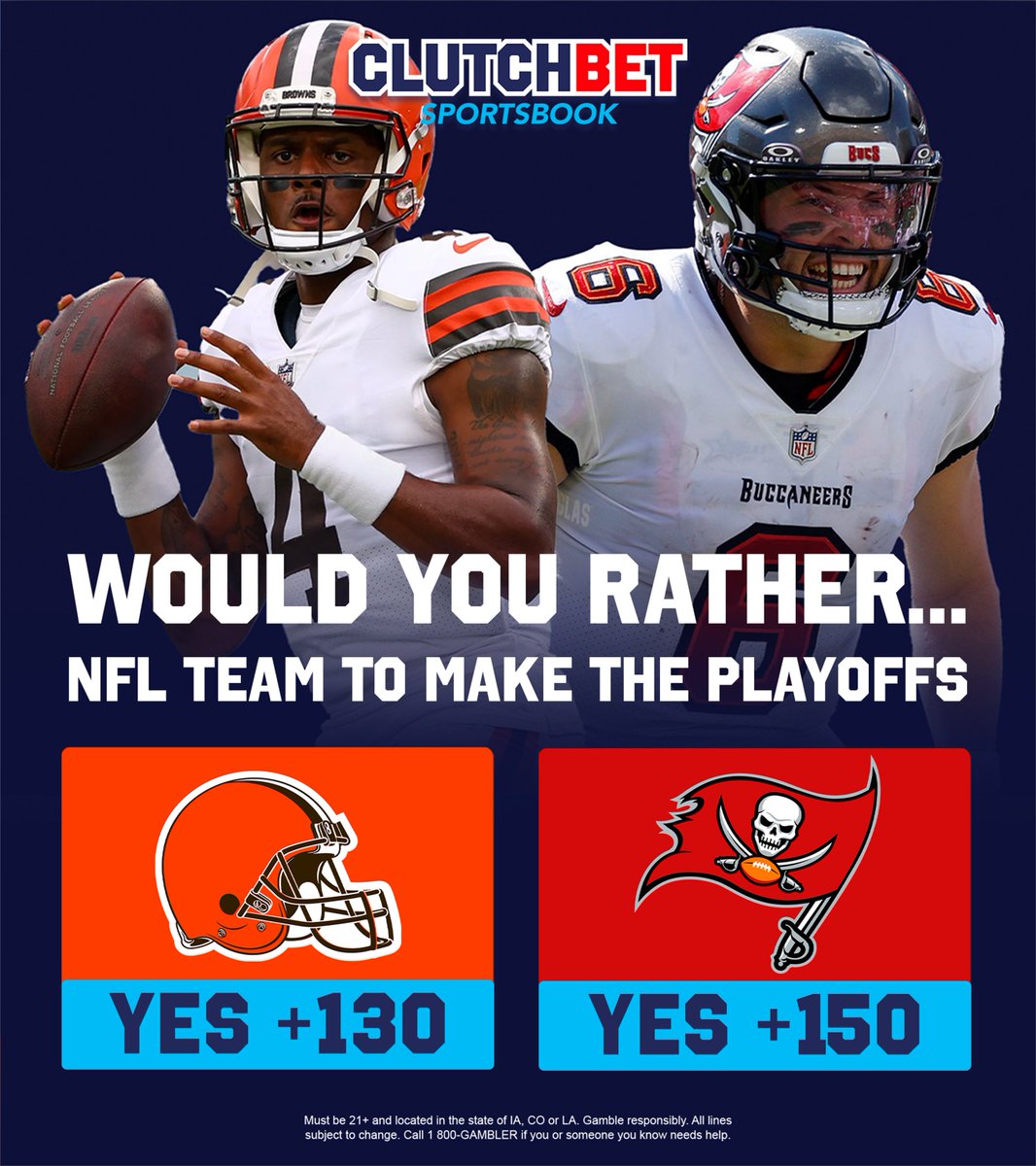 BOTH the Browns and Buccaneers made the playoffs last season...

If you had to place a bet on one of them to make the playoffs this year, who would you choose? 🤔