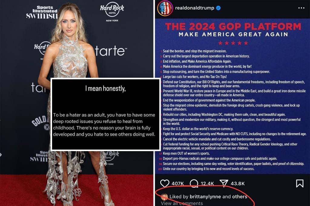 nypost's tweet photo. Brittany Mahomes slams ‘haters’ after backlash for liking Trump campaign social media post https://t.co/rr8hNB8lpk https://t.co/VX9e6bRQ9t