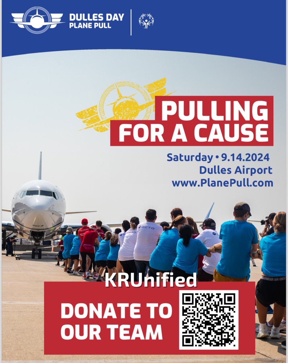 KrUnified's tweet photo. Please help us get our chance on the tarmac! We would love a chance to PULL THE PLANE ✈️ #DullesPlanePull #PullingforaCause Check out KRUnified's team fundraising page
https://t.co/qJ2JwGkDT6 https://t.co/EGKUrr7QwA