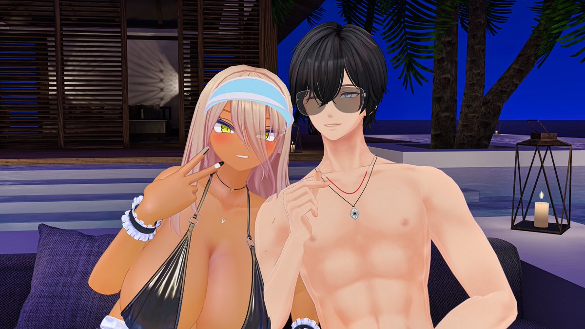 kkatura_vrc's tweet photo. #OneSecret
2ローテ目はオーナーのわんしーさん！
黒ギャル良いですよね☺️

OneSecretの話とかを色々お話してました！
キャスト毎回募集するのは大変かもしれませんが新しいコンセプトだと思ったので頑張ってくださいね！

水着のお姉さんと沢山喋れて楽しかったです🥰 https://t.co/veY9NP8hS9