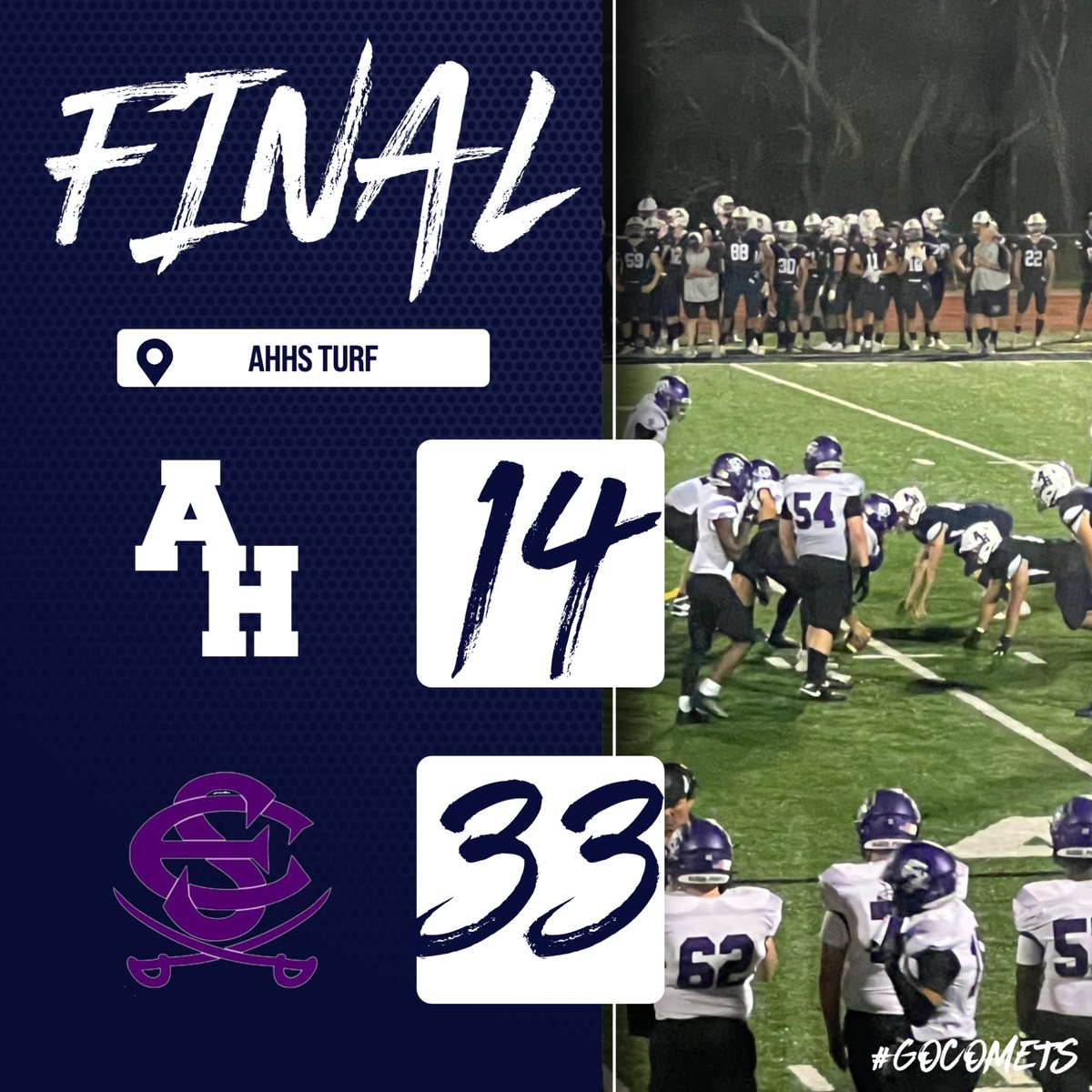 FINAL: Abington Heights 14, East Stroudsburg South 33. Comets fall to 0-1 on the season, and will host West Scranton next Saturday, August 31st, 1:00 p.m. start at Comet Stadium / "The Pit". #GoComets