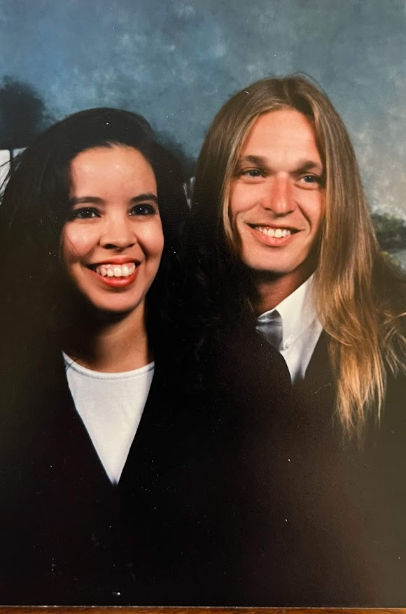 AngelaCopley's tweet photo. We had 30 wonderful years (yes, there were ups and downs, but still) - miss him every second of every day. Hug your SO tight today, for us. (Look at us when we were babies!) https://t.co/NuZsotnaxI