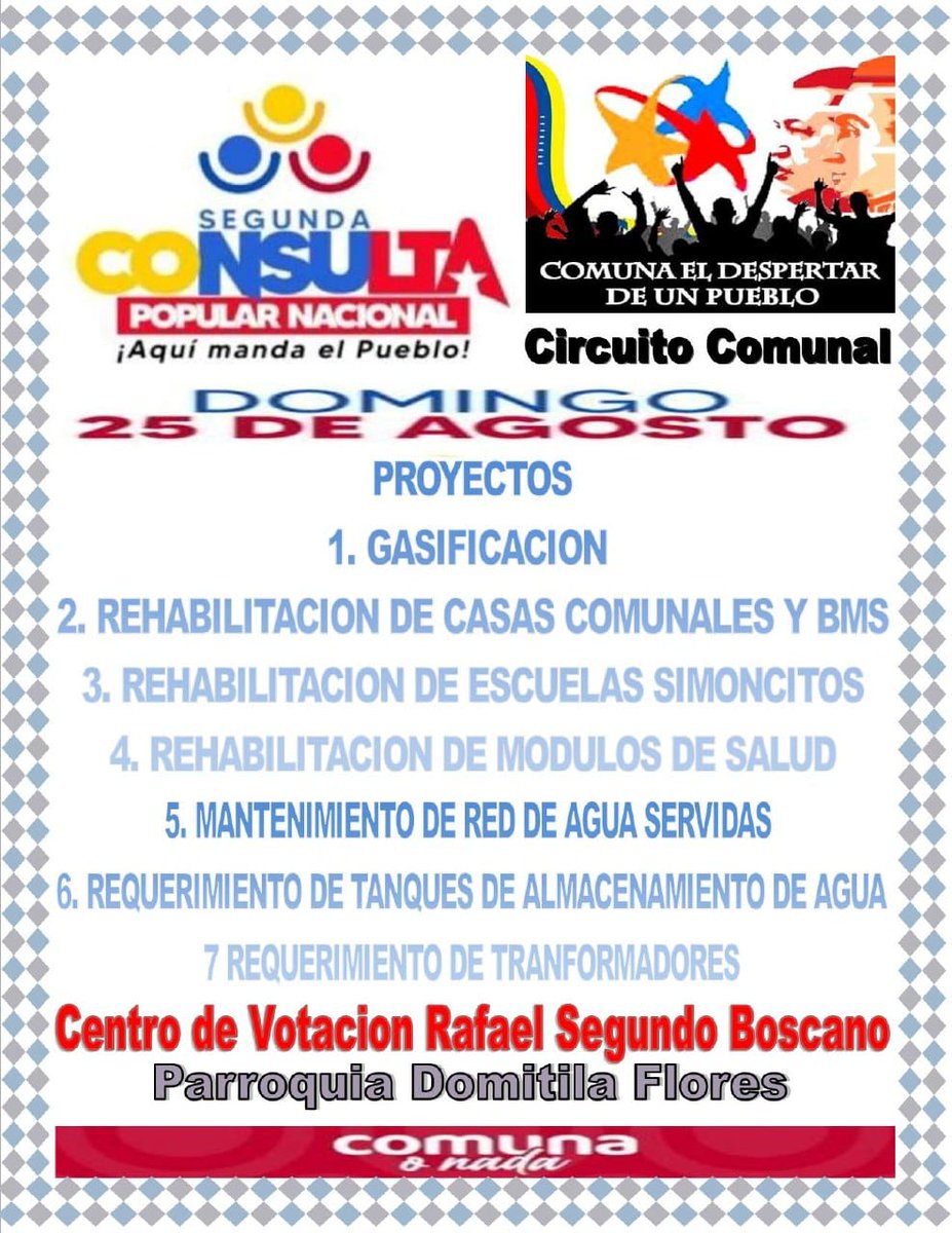 genesisfmsocial's tweet photo. #PoderPopular Activos para la Segunda Consulta Popular Nacional #25agosto Vota por el Proyecto de tu Comunidad Vota #5 https://t.co/ZMnpFfafY7