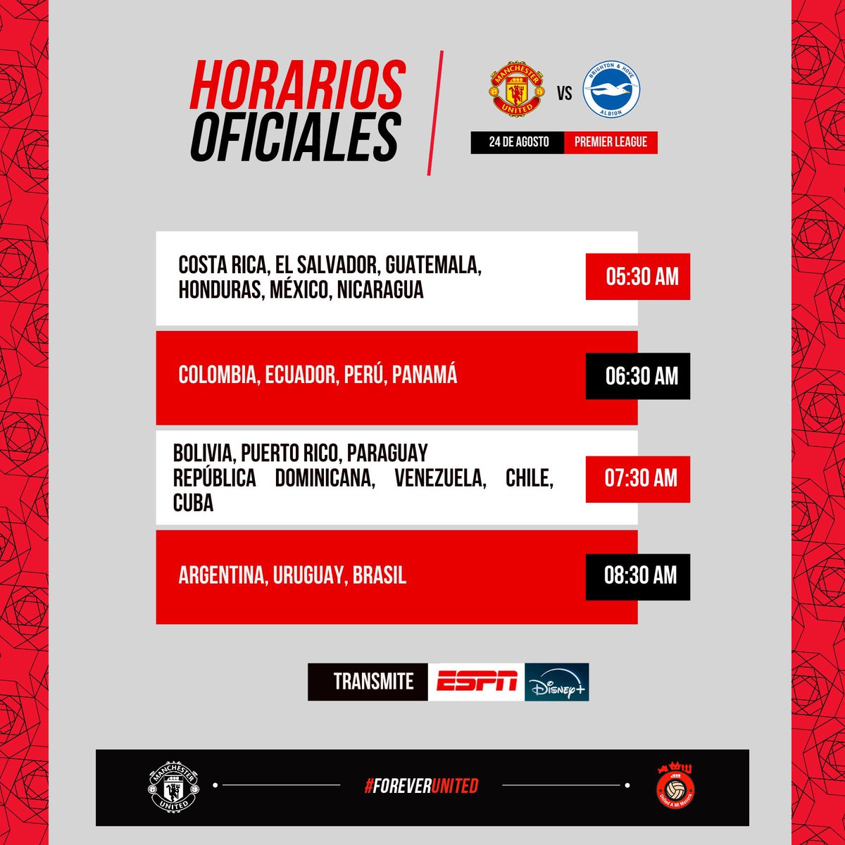 MUnitedEs's tweet photo. DEN RETWEET SI MADRUGARÁN MAÑANA PARA VER JUGAR AL GLORIOSO MANCHESTER UNITED ❤️ https://t.co/ode7dg8kU6