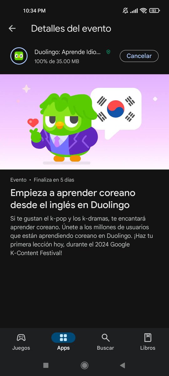 Hayochiin's tweet photo. El @duolingo en modo oppa me convenció 🤭 https://t.co/R0DnZTbjrB