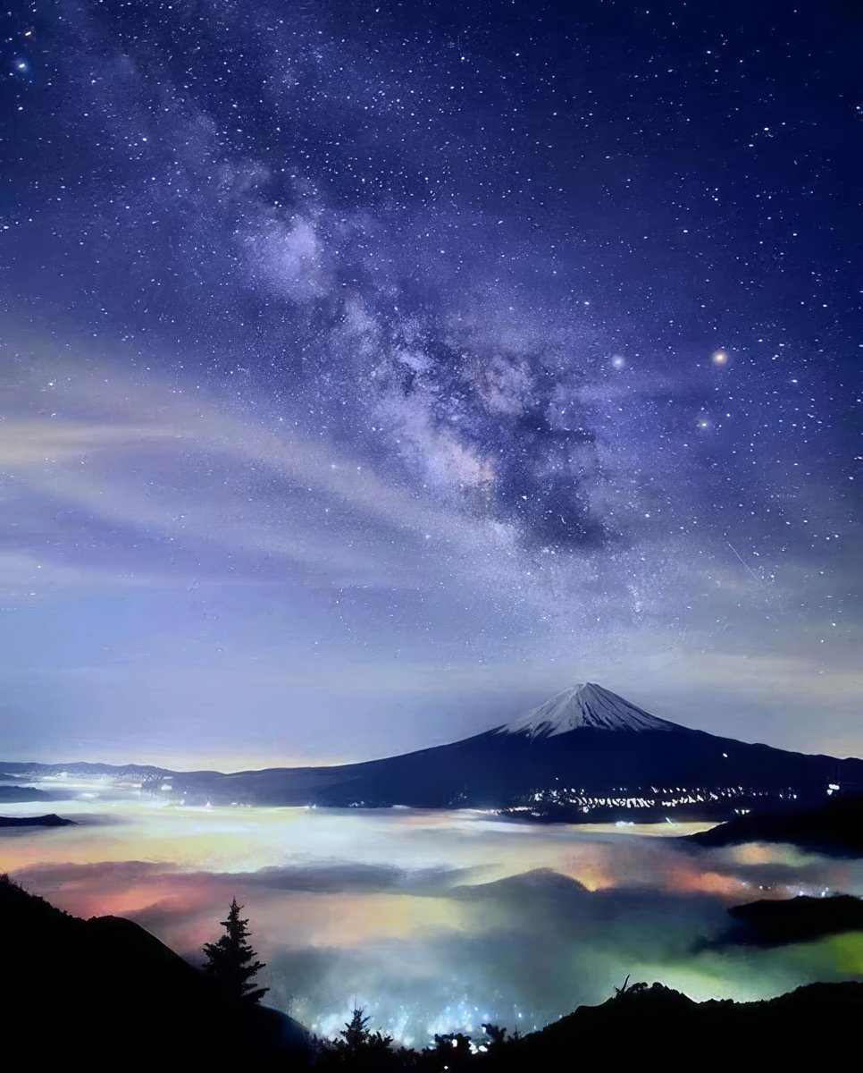 MAstronomers's tweet photo. The Majesty of The Milky Way Over Mount Fuji, Japan https://t.co/x7nNyWP5vk