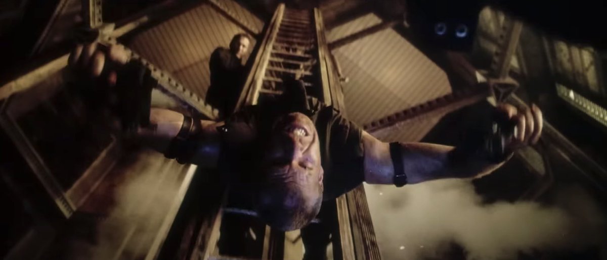 BenBurghart's tweet photo. The only part of Alien Resurrection that I remember is Ron Perlman shooting a spider with a gun, but it turns out that caps off an amazing ladder action set piece out of nowhere. The highlight being two characters strapped together that have to switch off climbing the ladder. https://t.co/68IcBKa1wC