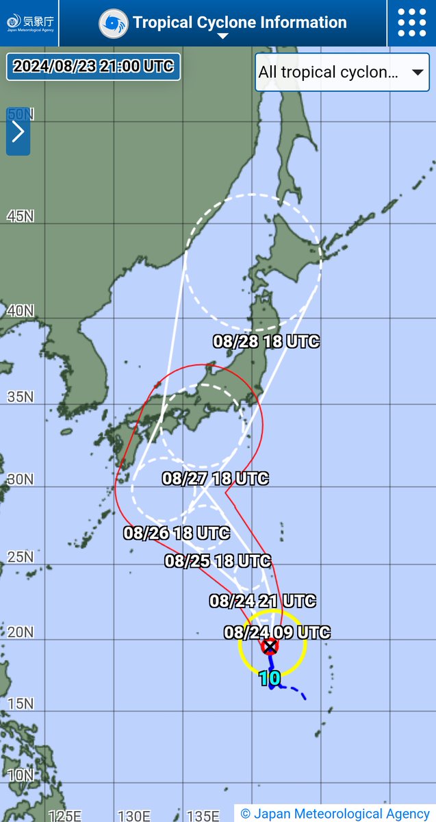 ⚠️🌀 Se aproxima un nuevo tifón a Japón, Shanshan, de cara a la próxima semana y con esta ruta prevista, que en principio influirá en prácticamente todo el archipiélago. No dejéis de seguir su progresión y comprar lo necesario de cara a los días pertinentes en vuestras zonas.