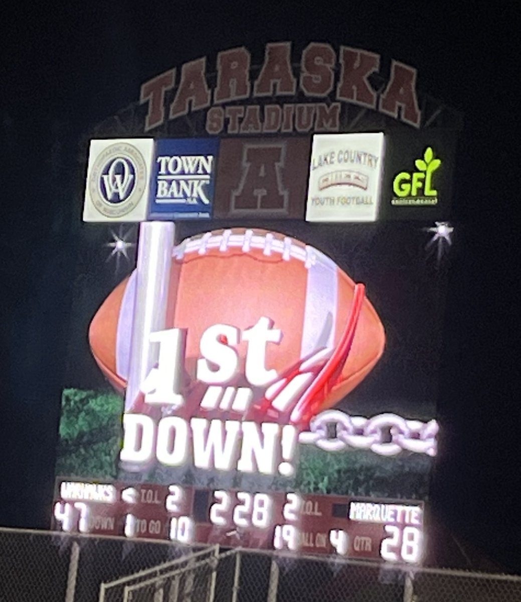 Arrowheadschool's tweet photo. Arrowhead with the HUGE win knocking off the #1 ranked team in the state!   47-28!   Let’s go, Warhawks! https://t.co/zLGqCesHv1