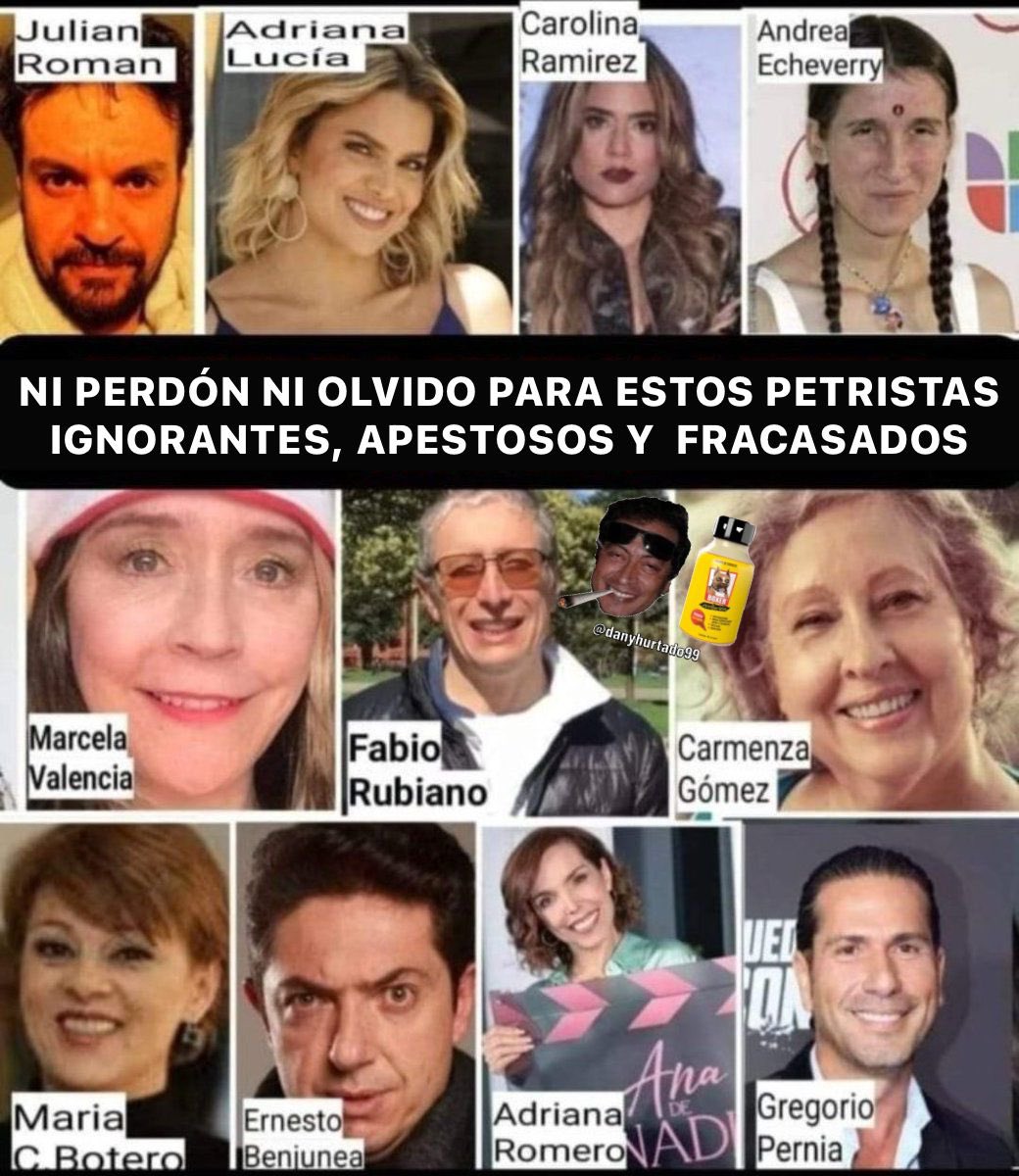 ¡Nunca olvidar a estas ratas incendiarias, vendidas y mentirosas! Ni perdón ni olvido!! Ayudaron a subir a Petro y ahora están callados ante la corrupción, el clientelismo, el derroche, la reelección y la violencia! Miserables!!!! #FueraPetro 

Tienen huevo!! 😅😂😂 jajajajaja