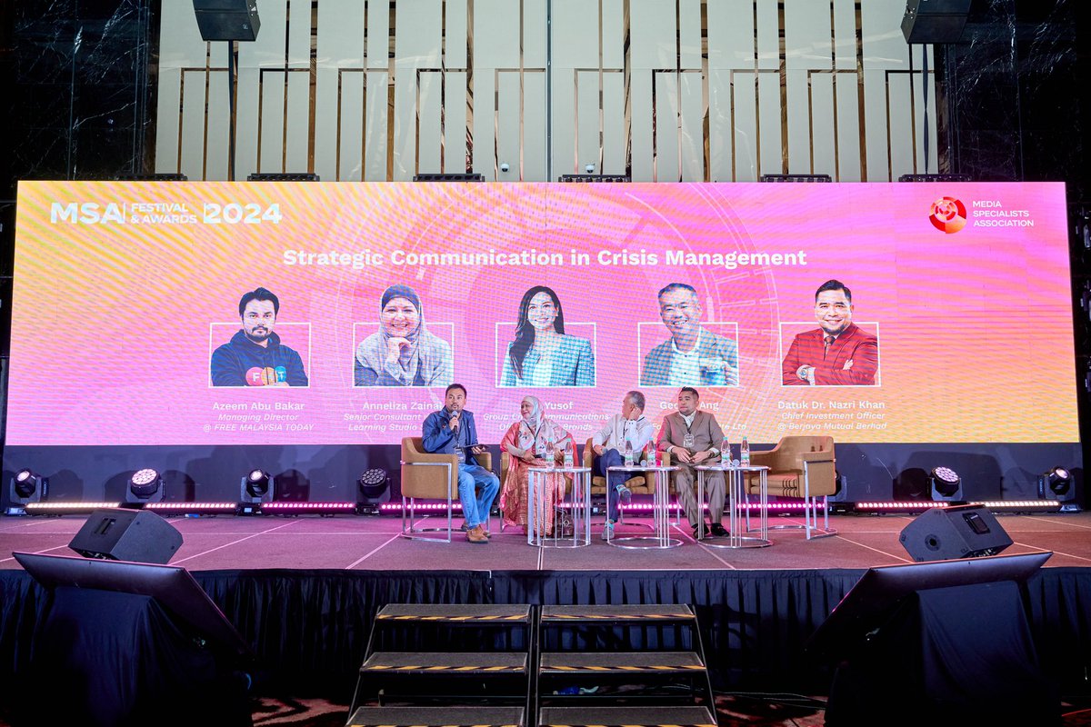 azeem360's tweet photo. Speed, empathy, communications and preparedness are key in crisis management. @fmtoday #mediaspecialistassociation #MSAAwards #MSAFestival #MSAFA https://t.co/sWBBBPxHup