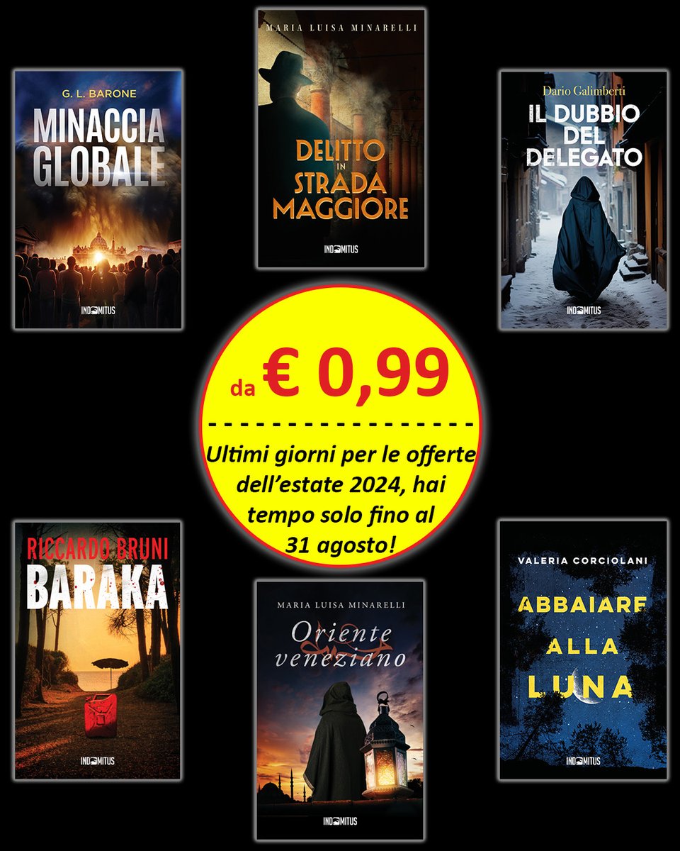 📚✨ Ultima occasione per i detective da poltrona! ✨📚

🚨 Fino al 31 Agosto 2024 🚨

Sei pronto a risolvere i #misteri più avvincenti dell'#Estate2024 senza lasciare il tuo divano di casa o la tua sdraio al mare? Ecco la tua ultima chance per accaparrarti i migliori #gialli,