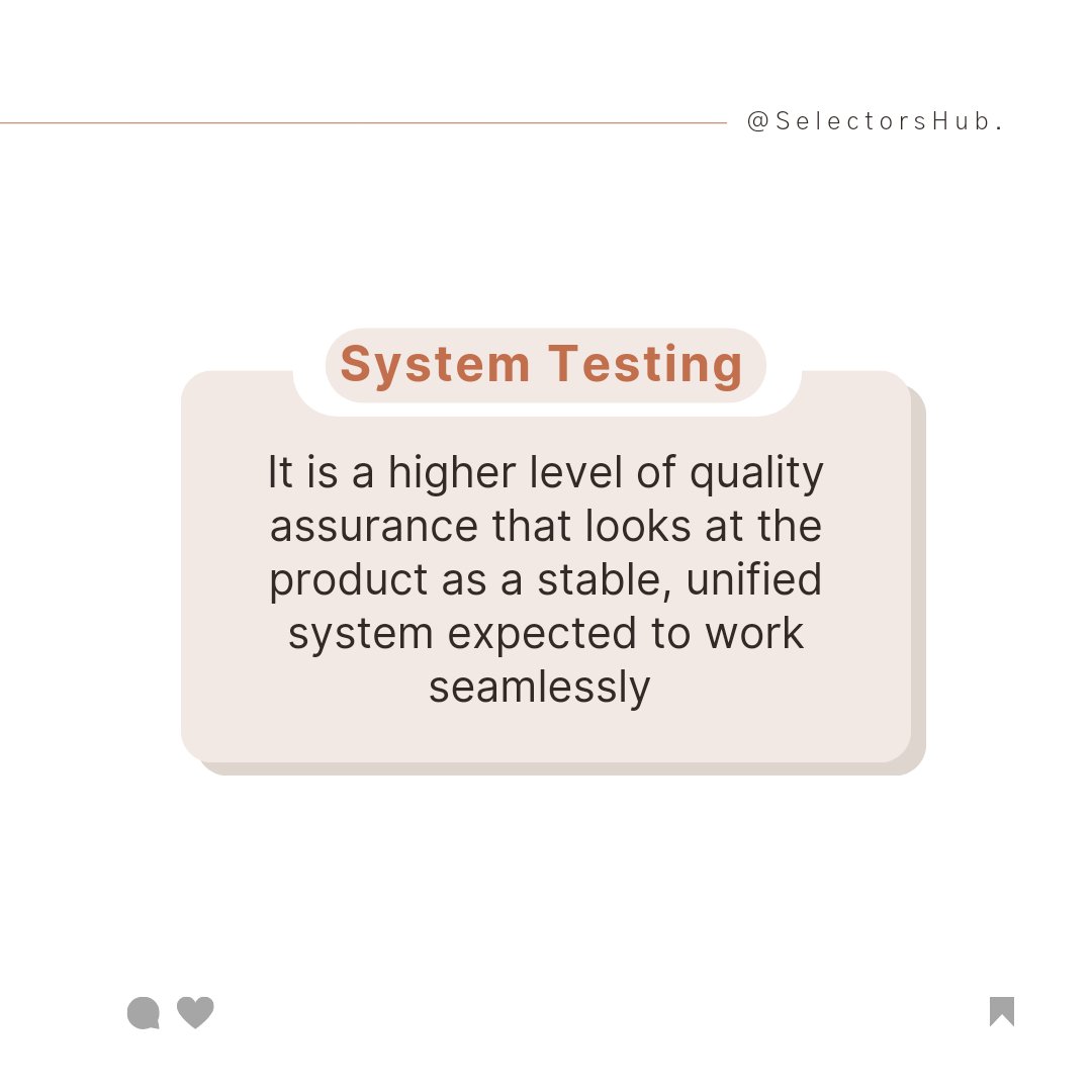 SelectorsHub's tweet image. Software Testing levels ⬇️
Follow our YouTube channel to learn more: youtube.com/@selectorshub?…
.
.
#selectorshub #testingtools #testingtutorials #TestingHub