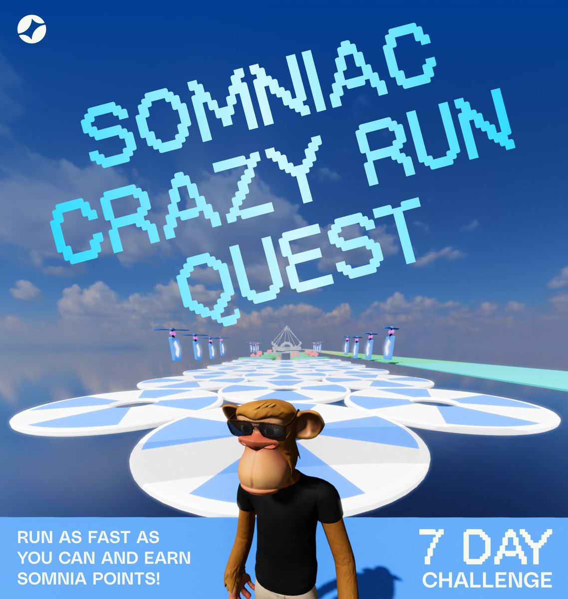 Somnia_Network's tweet photo. Ready, set, RUN! 🏃‍♂️💨 Fire up the Somnia Playground and join the Somniac Crazy Run Quest! 

https://t.co/5dCB9Kvodz

Look for the fourth “play” button on the left side—it’s your gateway to the race.

Top 10 get 100 points, Top 20 get 70 points, Top 50 get 50 points, and everyone earns 5 points just for playing. Let’s see who’s the fastest! 🚀🎮

#PlayToEarn