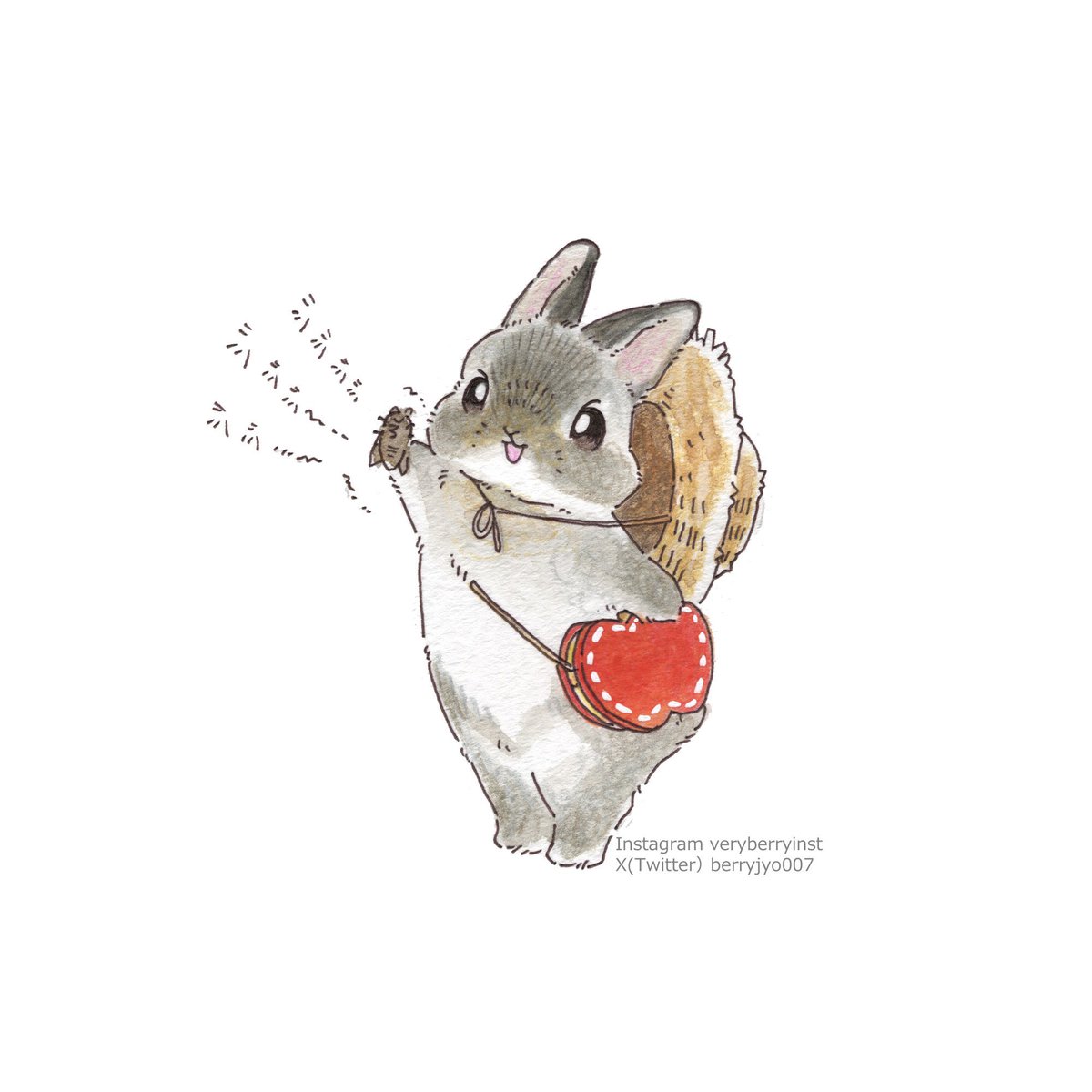 「毎日イラスト投稿1669日目ねぇーねぇーみてみてこれあげるぅー 」|VeryBerry うさぎ星さん4/8-9出展のイラスト