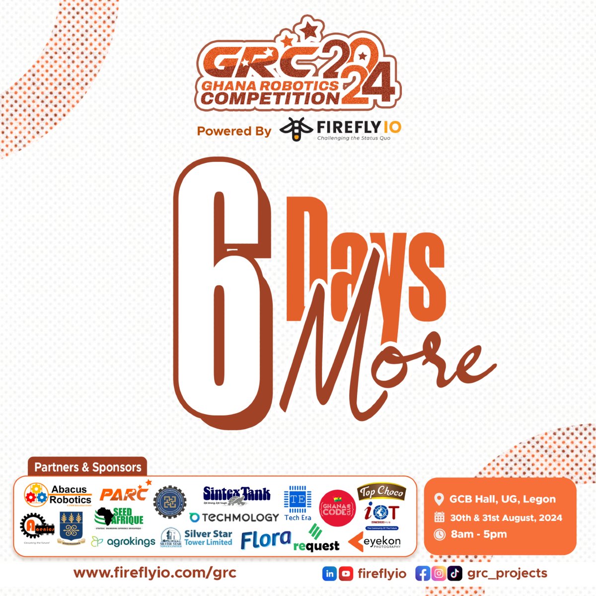 fireflyiogh's tweet photo. 6 DAYS TO GO🚨
We’re counting down the days to #GRC24, where innovation meets impact!
Don’t miss out on the action—stay tuned for an unforgettable experience!

GRC - One Robot Endless Possibilities! 🦾🤖

#FireflyIO #GRC24 #STEM #Robotics #TechChallenge #futureinnovators https://t.co/0zHaGWOyNl