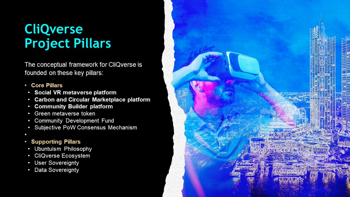 ❄ The CliQxverse Project is revolutionizing the digital landscape and real world by pioneering a sustainable future where virtual reality (VR) meets carbon neutrality. Our initiative leverages blockchain technology and artificial intelligence (AI) to drive positive change and