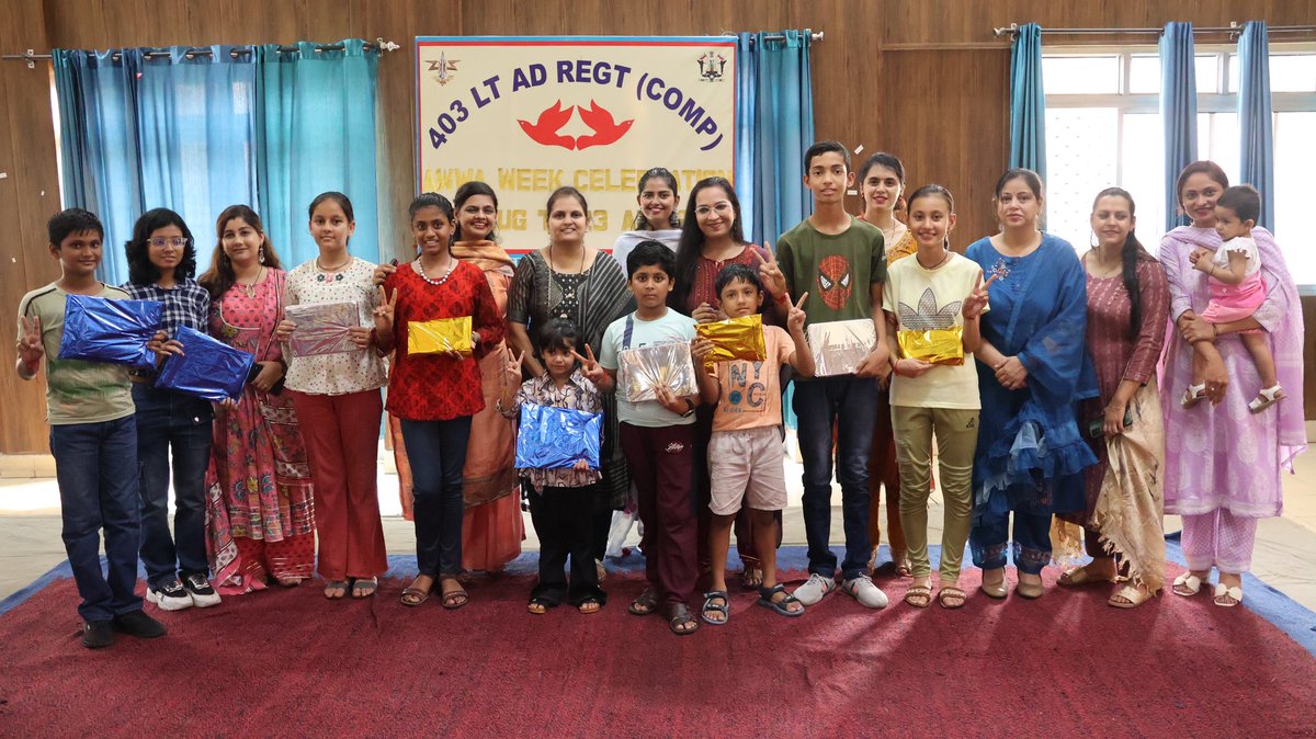 VajraCorps_IA's tweet photo. #WomenEmpowerment 
#NationBuilding 
#NurturingTalents 

#VajraCorps celebrated #AWWAWeek from 17-23 August by conducting series of lectures & competitions on informative & contemporary topics, medical & blood donation camps, Army Wives’ entrepreneurial exhibitions, felicitation of Veer Naris, etc. The week themed "Year of Technology Absorption," concluded with engaging performances by young kids in debate and fancy dress competitions.

@adgpi 
@westerncomd_IA 
@pro_defence 
@OfficialAwwa