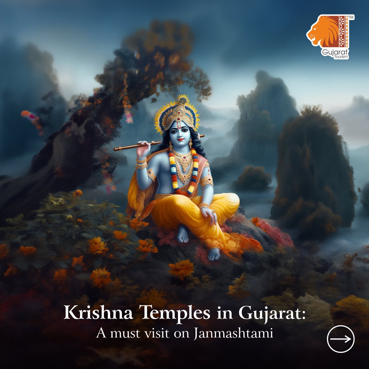 GujaratTourism's tweet photo. From Midnight celebrations to special aartis, from bedecking the lord with ancient jewels to divine vibrations all around, here are some must-visit Krishna Temples in Gujarat during Janmashtami. 
Have you made your plans yet?

#Janmashtami #KrishnaTemples #GujaratTemples #DivineCelebrations #SpiritualJourney #MidnightAarti #FestiveVibes #KrishnaBhakti #CulturalHeritage #TempleTour #TravelIndia #ExploreGujarat #GujaratTourism #ExploreGujarat #Gujarat #Tourism #incredibleindia