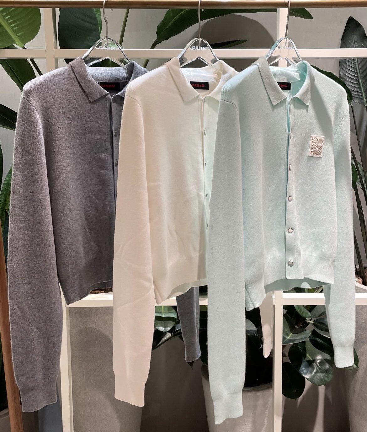 CABaNキャバンコットンカシミヤパールポロカーディガン CABaNキャバンコットンカシミヤパールポロカーディガン