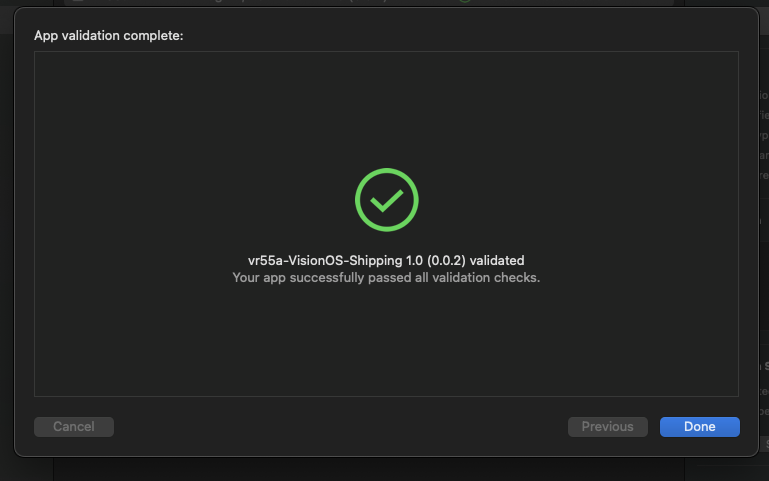 and there we are. after months of very little progress w/ Unreal Engine for Vision Pro, in 1 day I've managed to push (several) versions of a 5.4 app to Test Flight, compile Unreal Engine 5.5 beta w/ Xcode 16, and now with additional modifications push that to Test Flight as well