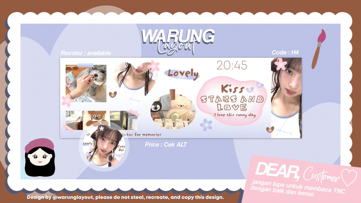 — help RT will be appreciated 💖

Hi guys, boleh minta tolong ospekin anak baruku yang niatnya mau aku jual as template 🤏🏻 sudah aman tau belum ya? Kalau ada kesamaan dengan BA lain boleh DM, kalau aku jual 100k-an udah pas belum? Terimakasih 😍

#zonauang