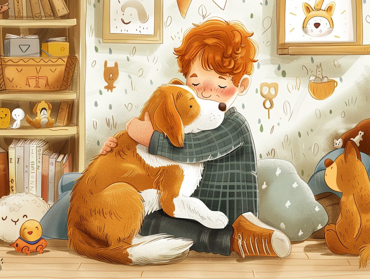 ziatu4280's tweet photo. A hug full of love and friendship 🧡🐶 Nothing beats the bond between a boy and his dog

Another satisfied friend from Fiverr!

#BestFriendsForever #ChildrensBookIllustration #HeartwarmingMoments #KidsStoryArt #PuppyLove #StorybookMagic #IllustrationForKids #BoyAndDog https://t.co/qXtxQoMtV4