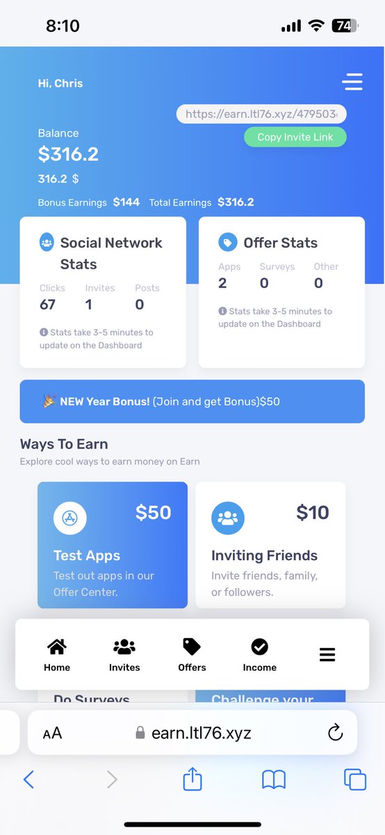 BooyaG Hey I joined a network called EarnCashTo and earned $25.00! You get paid for testing out new free apps and posting on social media. Sign up with my link for an instant $25 signup bonus! earn.ltl76.xyz/479503603902/?…