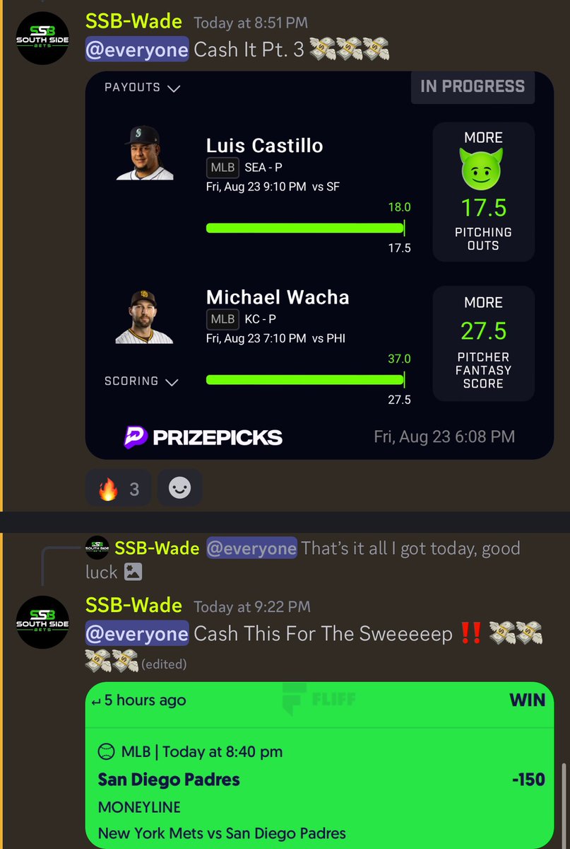 southside_bets's tweet photo. 🧹🧹🧹

SWEEP 

all sent for free join in 💸💸💸

Discord: https://t.co/2rwD8iji6Y

#GambingTwitter #sportsbettingpicks #sportsbettingtwitter #PrizePicks #fliff #potd #mlbbets #nukes #bettingpicks #sportsbet #sports #Trending #TrendingNow #NFL #nhl #MLB #Sleeper #chalkboard #SSB #Hardrockbet
