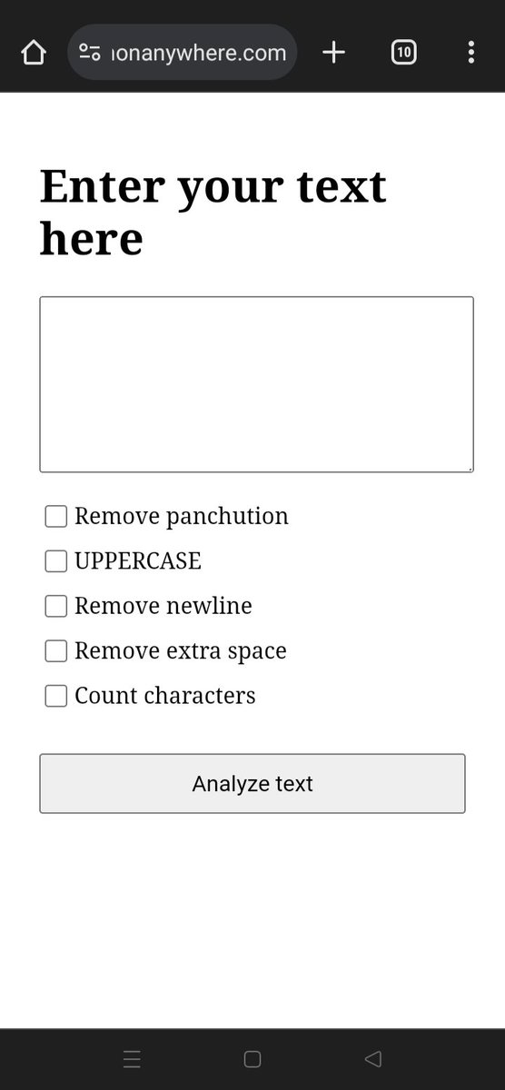 SachinKush57887's tweet image. 🚀 Excited to share my first small project: TextRefine! 🎉 A simple tool to clean up text—remove punctuation, convert to uppercase, and more. Check it out and let me know your thoughts! 😊
🌐 sachinkushwaha.pythonanywhere.com

#FirstProject #TextRefine #CleanText
#CodingJourney