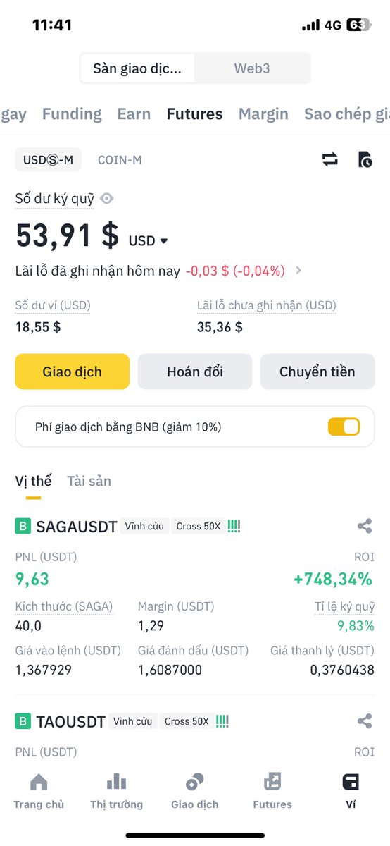 Thử thách từ 10$ lên 1000$ 
10$ to 1k$ trading challenge 

Total balance is now 53$