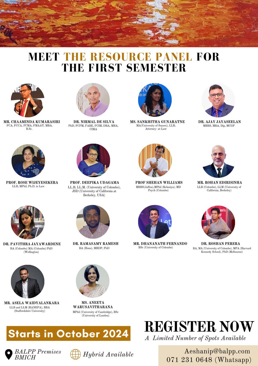 Elevate your leadership journey with the Executive Credential in Leadership &amp; Public Policy (ECLPP), commencing October 2024.

For more information or to register, contact us at Aeshanip@balpp.com or via WhatsApp at 071 231 0648. Limited seats available!