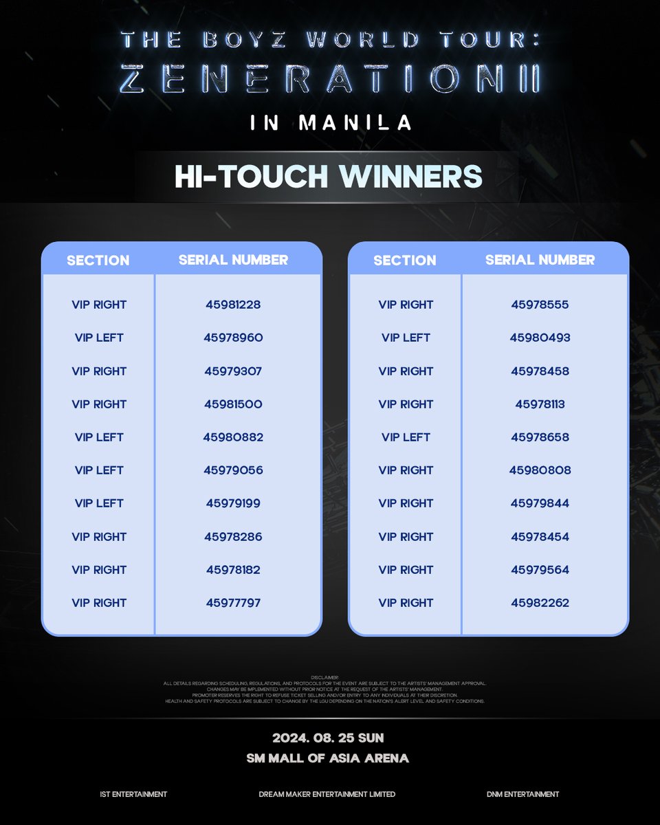 dnmentph's tweet photo. We would like to extend our congratulations to the winners of the FAN BENEFIT RAFFLE! See whether you're one of the lucky THE Bs by looking below!

Tickets are still available via SM Tickets!
🔗: https://t.co/nbwJRdW9Fx

📆08.25.2024
🕖7:00 PM
📍SM Mall of Asia Arena

#THEBOYZ #더보이즈 #ZENERATION2 #제너레이션2 #ZENERATION2_MNL