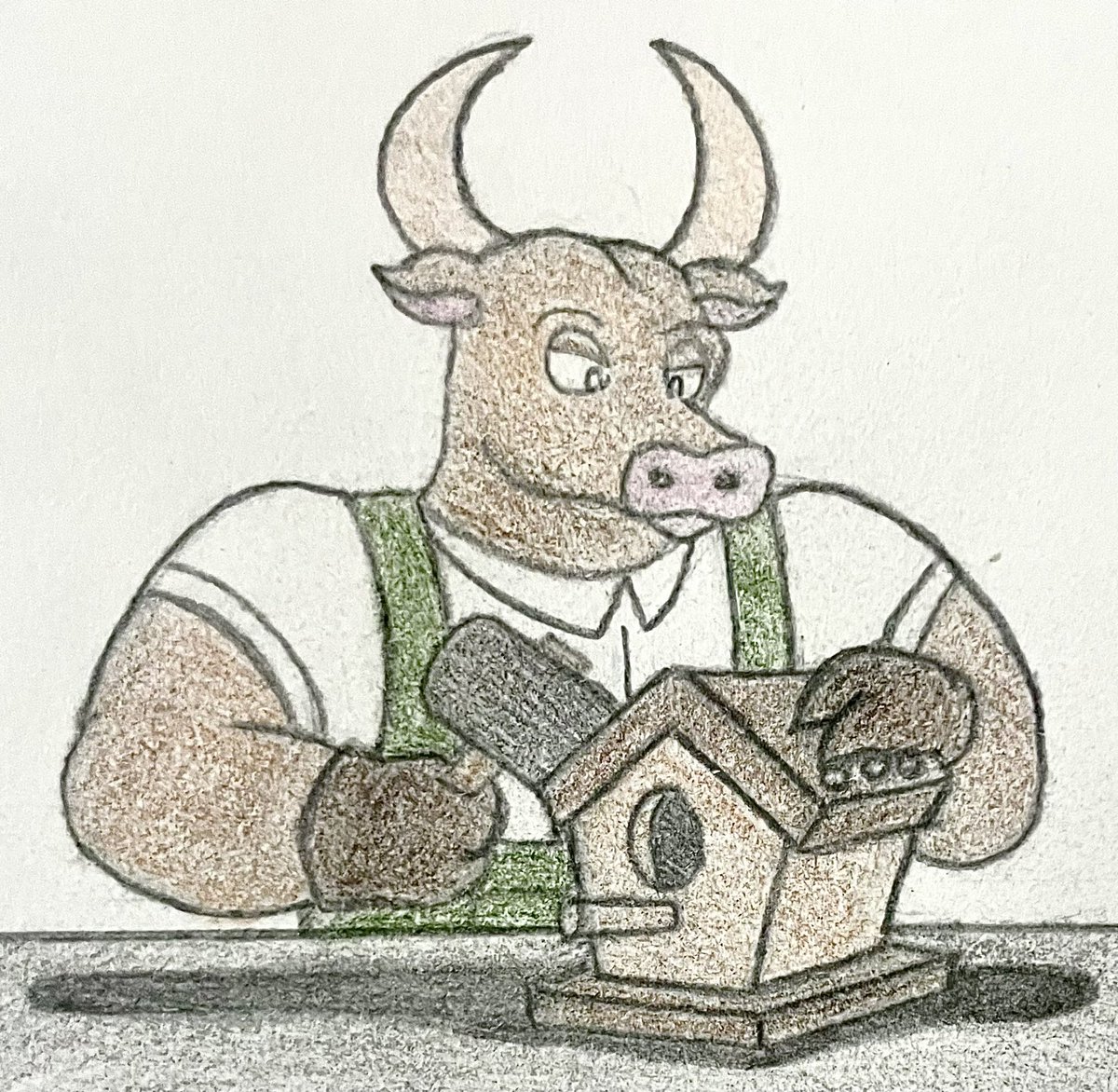 JJSponge120's tweet photo. Day 23 of Aftermath August 2024 - Woodshop
My OC Thatcher builds a birdhouse.
Aftermath August 2024 prompts by @BIO6751. #AftermathAugust #AftermathAugust2024 #Woodshop #Birdhouse #Ox #Thatcher #OC #JJSponge120 https://t.co/s8GSpz1qjv