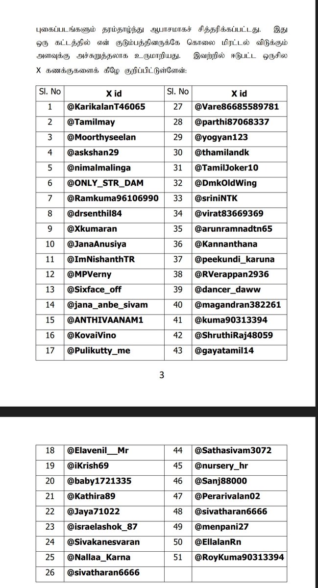 rajtweets10's tweet image. தன் மீதும் தன் குடும்பத்தினர் மீதும் X தளத்தில் ஆபாசமாக, அவதூறு பரப்பியவர்களின் கணக்கை வெளியிட்ட திருச்சி மாவட்ட கண்காணிப்பாளர் வருண்குமார்

இவர்கள் அனைவரும் மீதும் சட்டரீதியாக நடவடிக்கை எடுப்பேன் என அறிக்கை வெளியிட்டுள்ளார்

 #VarunkumarIPS #TrichySP #varunkumarsp #OnlineAbuse