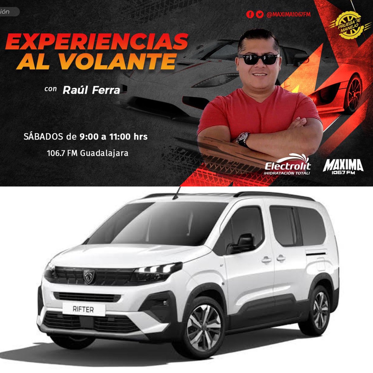 ¡Es sábado y el coche lo sabe! Escucha la reseña de la #pruebademanejo a bordo de #PeugeotRifter en la sección “Experiencias al volante” con el tocayazo #RaúlFerra. Sintoniza <a href="/MAXIMA1067FM/">MÁXIMA 106.7 FM</a> #de9a11AM | <a href="/PeugeotMex/">Peugeot México</a> <a href="/StellantisMX/">Stellantis México</a> <a href="/Raul_Curiel/">raúlcuriel00</a>