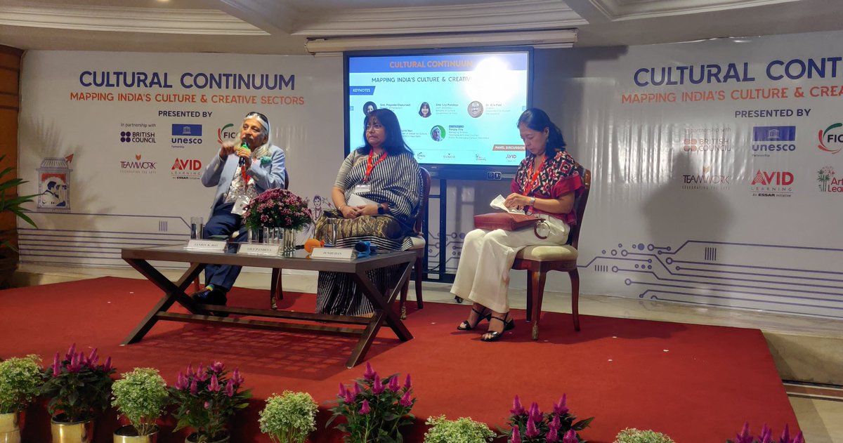geetikaganju's tweet photo. Sanjoy and his tremendous insights, opening the Inaugural Panel with Lily Pandeya JS Culture, Junhi Han Chief Culture Unesco at the #CulturalContinuum Conclave in Mumbai @SanjoyRoyTWA @TeamworkArts https://t.co/yhVgBnLT79