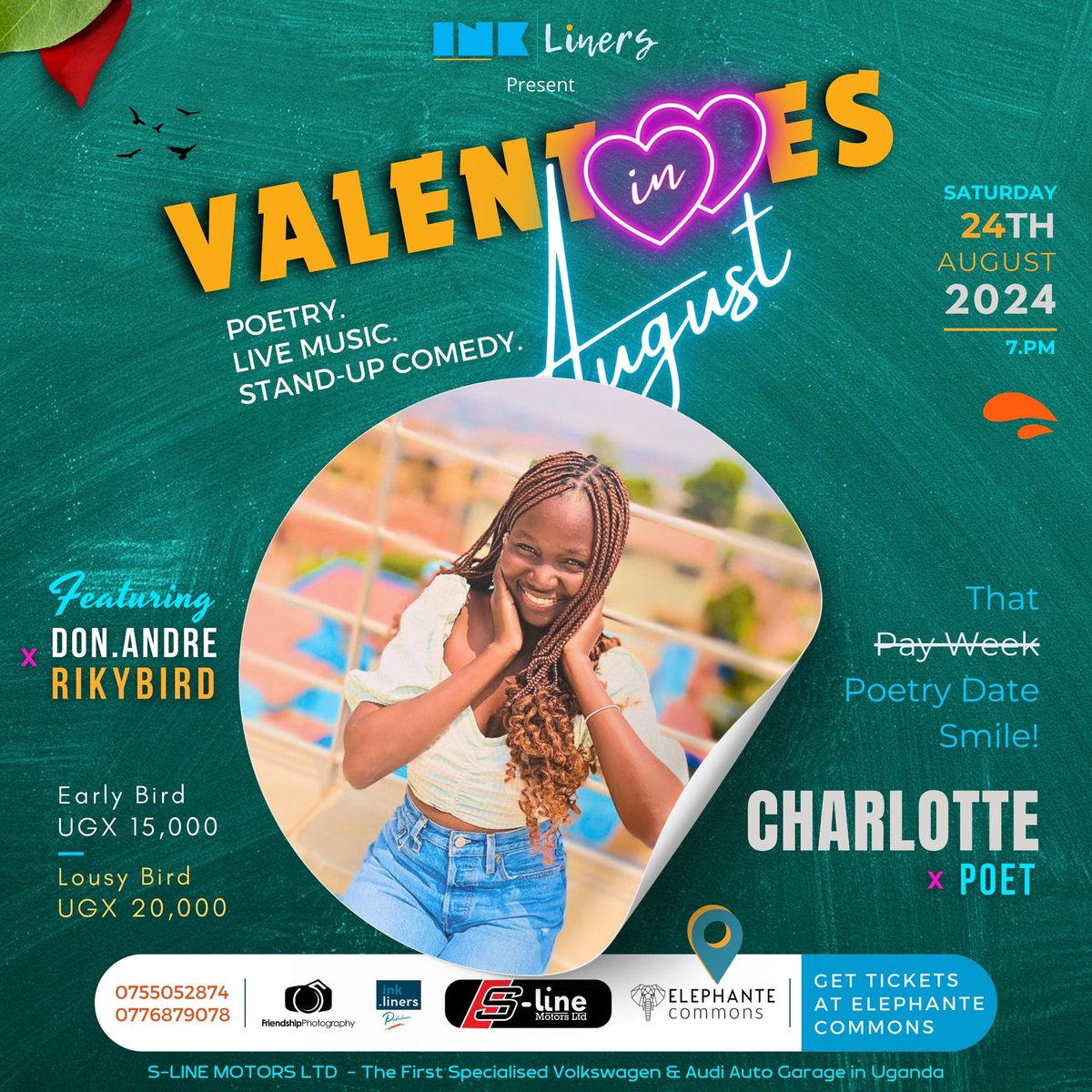 ChrisOkello28's tweet photo. By the time you see this, know that the Poetry event dubbed #ValentinesInAugust ft @donandrejr and @Rikybird is happening today at @ElephanteComns Gulu. 

If you call or text before 2PM, you might still be able to get you and Early bird ticket at only 15,000 Ugx. https://t.co/J3H06RHcid