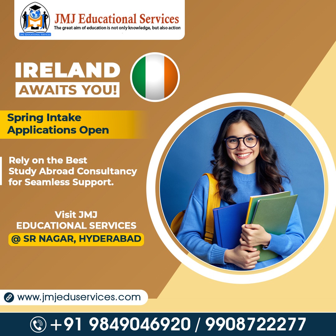 jmj_services's tweet image. Ireland is calling Apply now for the Spring intake and rely on JMJ Educational Services for expert guidance and seamless support.
contact us now for more details: 99087 22277

Visit now: jmjeduservices.com

#studyinireland #irelandeducation #springintake #jmjeducation #study