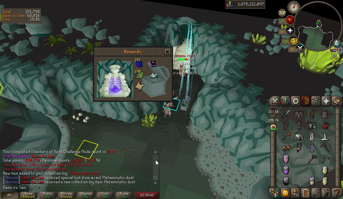 SamOSRS's tweet image. Metamorphic dust 1678kc