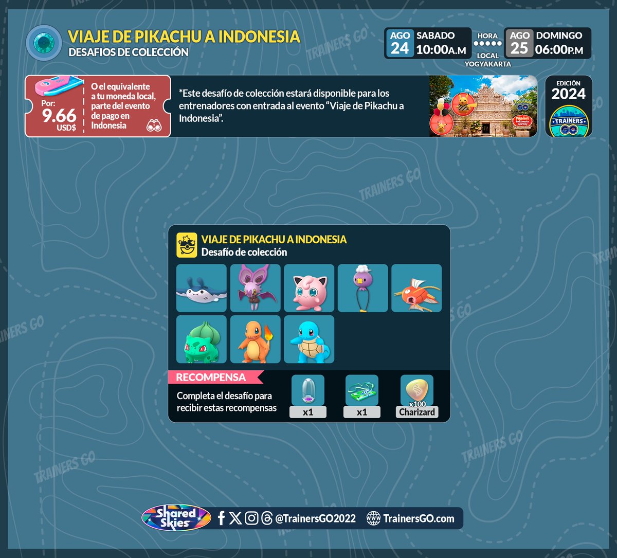 trainersgo2022's tweet photo. 🥳Trainers, ahí les dejamos las infografías de las investigaciones y desafío de colección que es solo con entrada al evento local "Aventuras de Pikachu en Yogyakarta".
🔥cc: -7.758804,110.399443
#pokemongoapp #niantic #pgsharp #trainersgo #SharedSkies #pokemongo #flyingpikachu https://t.co/ToqR837zAl