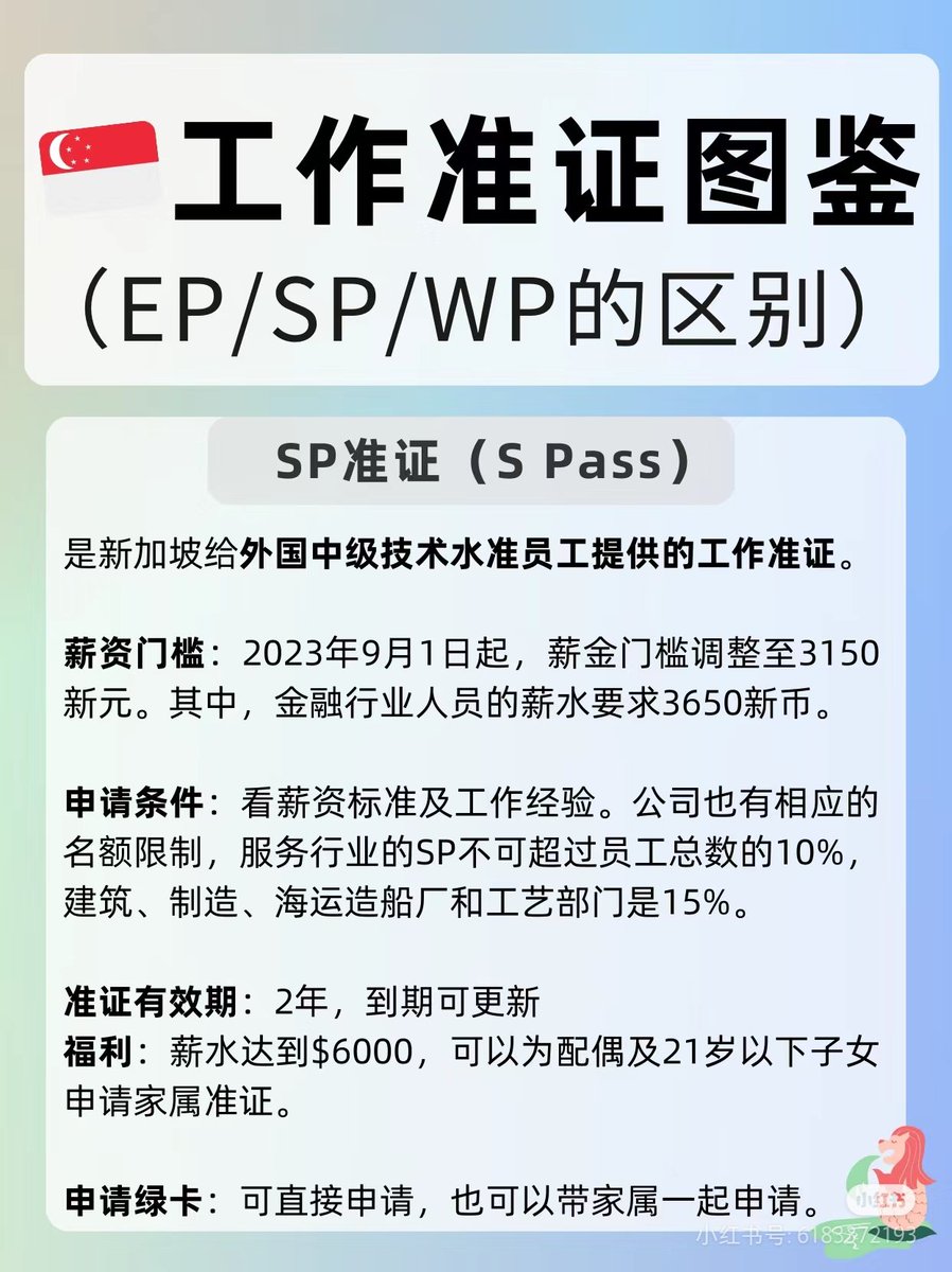 新加坡工作准证区别，ep.sp.wp