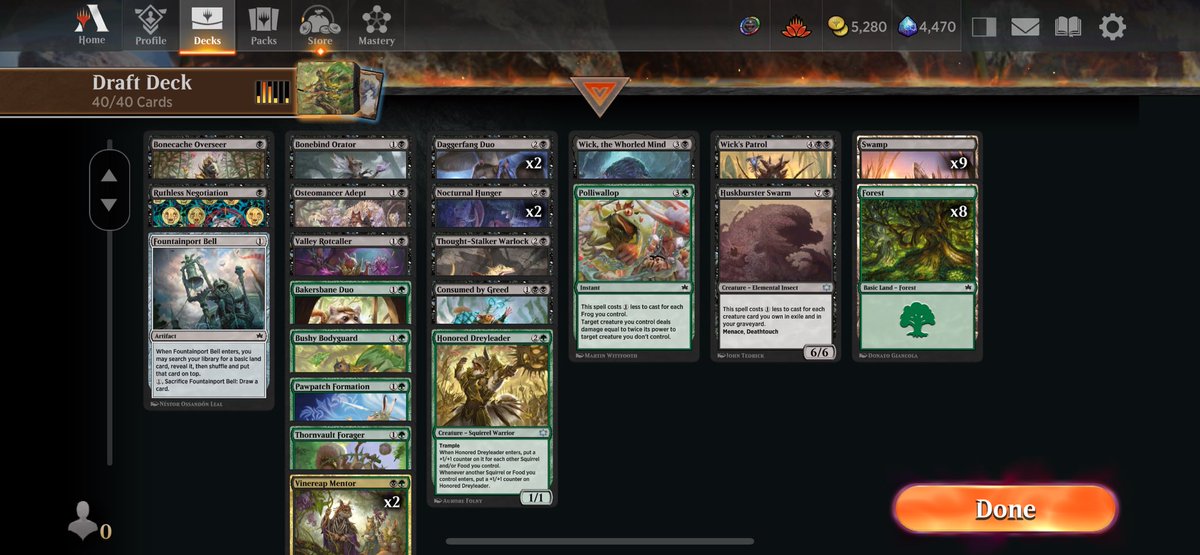 AbelKellen's tweet photo. One of the most classic examples of the squirrels. Nothing insane, just decent cards that work well together. Spent most games running creatures into each other until it felt safe to resolve Osteomancer Adept. https://t.co/emOOrCmYDZ