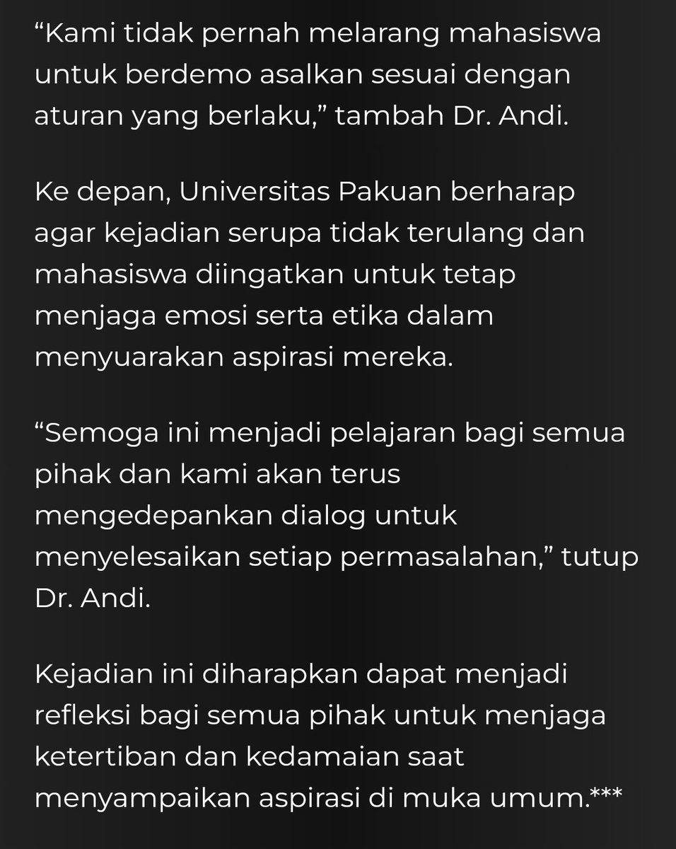 Kabar terbaru:
Mahasiswanya minta maaf. 
Permasalahan ada yg gruduk ke kampus serta pengancaman di group Maba gak terlalu dibahas.
Kenapa?