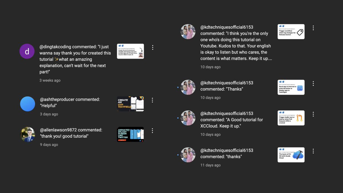 wescsk's tweet image. Creating video tutorials is tough and time-consuming. My last upload was on April 22, 2024. After reading some comments today, I’m thinking of continuing. First, I&apos;ll complete the Xcode Cloud series—just 2 more videos to go! #XcodeCloud #ContentCreation