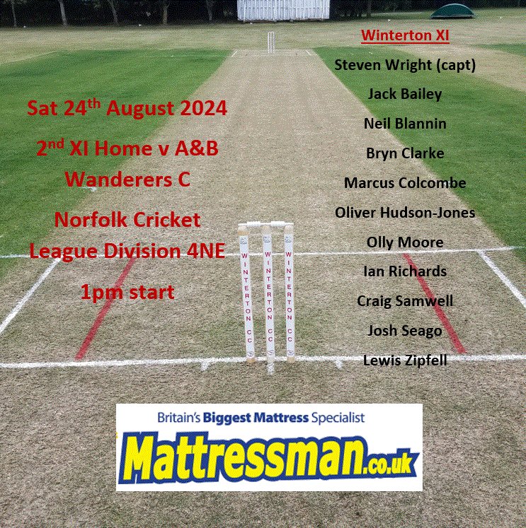 Today's games:
1st XI Away v <a href="/ClubMundford/">Mundford Cricket Club</a> 
2nd XI Home v <a href="/ABWanderers/">AB Wanderers CC</a> C
Hopefully the rain stays away.