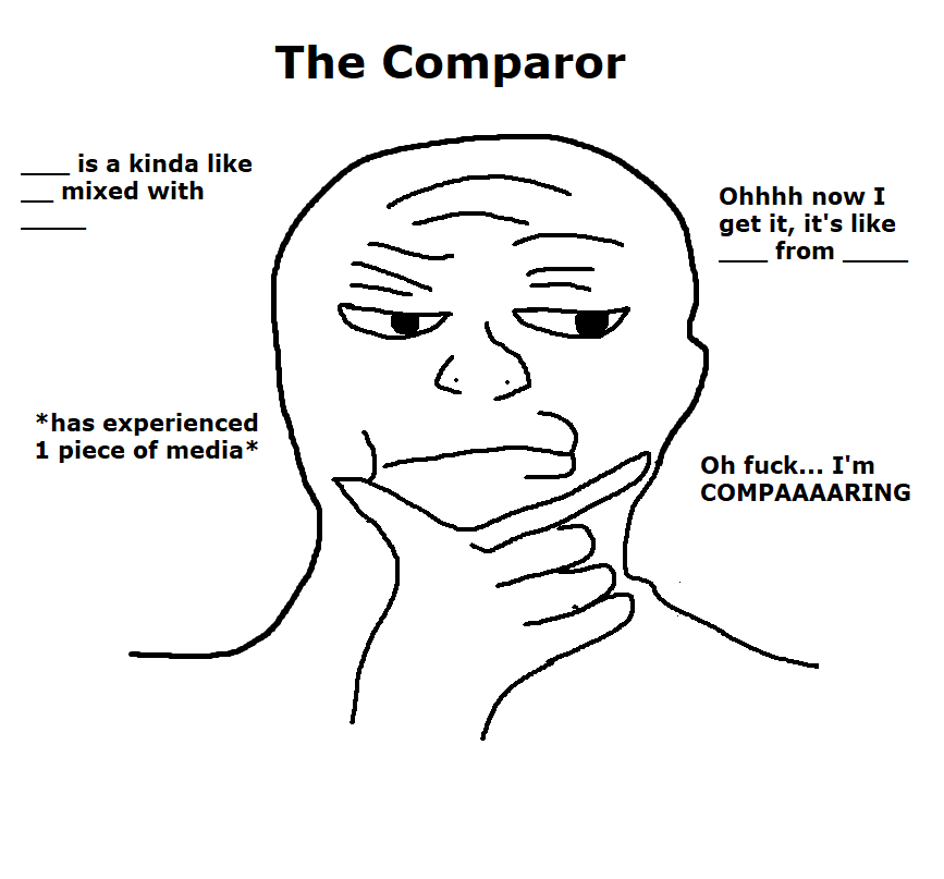 AquaticInfernoo's tweet photo. I was having a convo with people at Hitfall 3 about the superficial similarities between Rivals and Smash characters and, for some godless reason, this idea came into my head.

I can't tell if this is the best or worst thing I've ever made. It's one or the other though. https://t.co/aBcNPr4QFi
