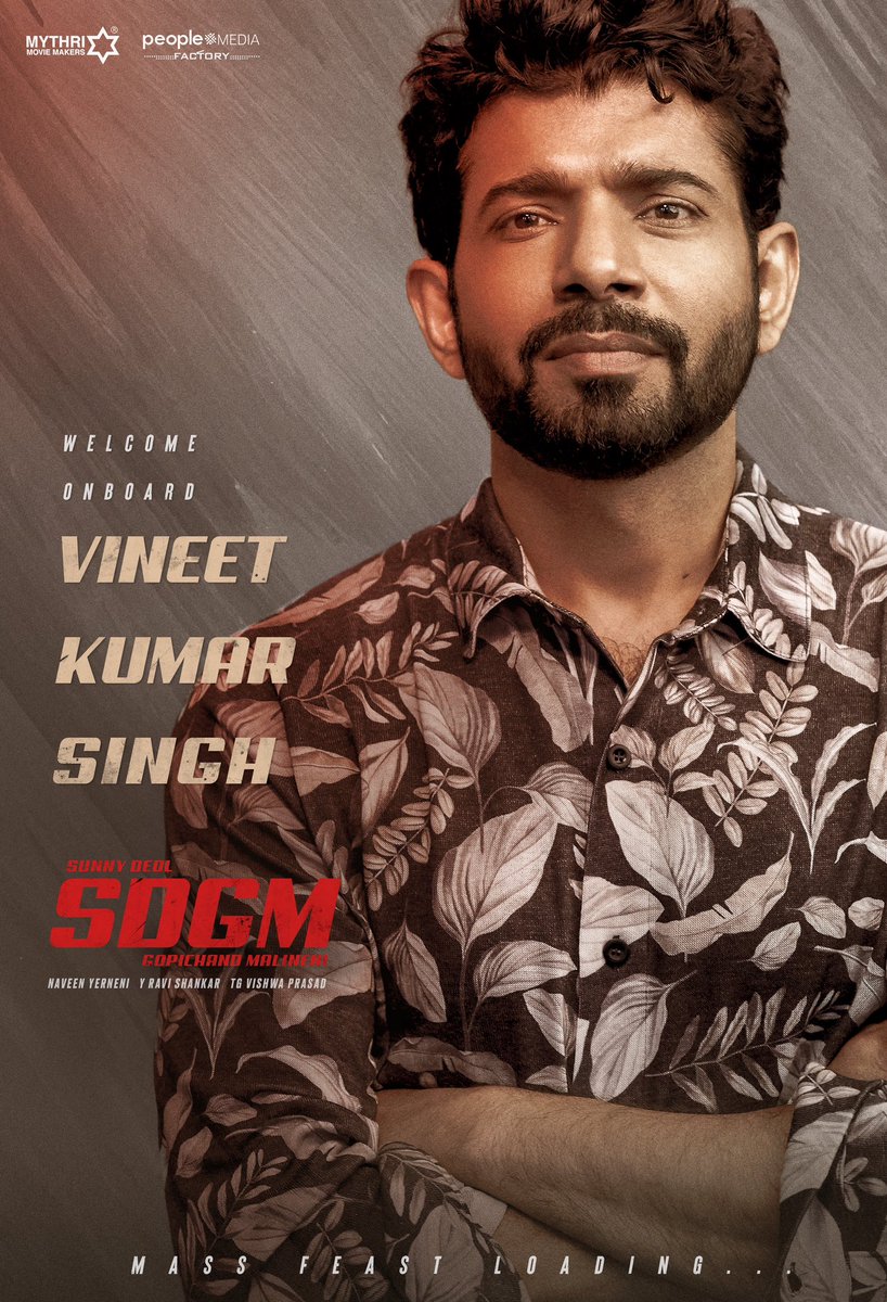 Excited and truly blessed to be part of the massive action film #SDGM .
Looking sooo forward for this one!
Gratefull!!

MASS FEAST LOADING 🔥🔥

Starring Action Superstar <a href="/iamsunnydeol/">Sunny Deol</a> 💪🏻 
Directed by <a href="/megopichand/">Gopichandh Malineni</a> 💥
Produced by <a href="/MythriOfficial/">Mythri Movie Makers</a> &amp; <a href="/peoplemediafcy/">People Media Factory</a> 

<a href="/RandeepHooda/">Randeep Hooda</a>