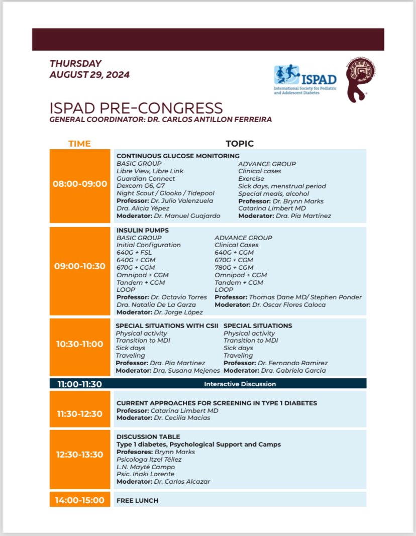 1. Después de 15 meses de preparación; estamos a unos cuantos días de nuestro Curso Internacional de Diabetes “ISPAD-SMEP”. 28 y 29 de agosto en Cancún tendremos un fantástico grupo de Profesores extranjeros y nacionales para hablar de #diabetestipo1 y #tecnología.
